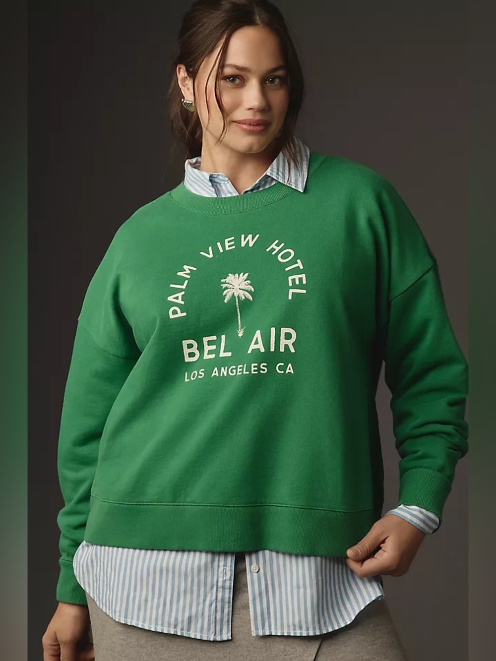 MAEVE x ANTHROPOLOGIE Bel Air Los Angeles City Crewneck Sweatshirt Pullover